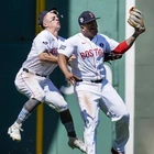Red Sox outfielder collides with teammate and suffers gash across forehead
