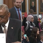 Pentagon Chief Lloyd Austin forced to STOP speaking after relentless heckling by pro-Hamas protestors as he pledges 'ironclad' military support for Israel after Iran's 'reckless assault' and defends $850 BILLION 2025 budget