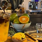 Thai iced espresso and orange juice is a refreshing chilled coffee drink for summer