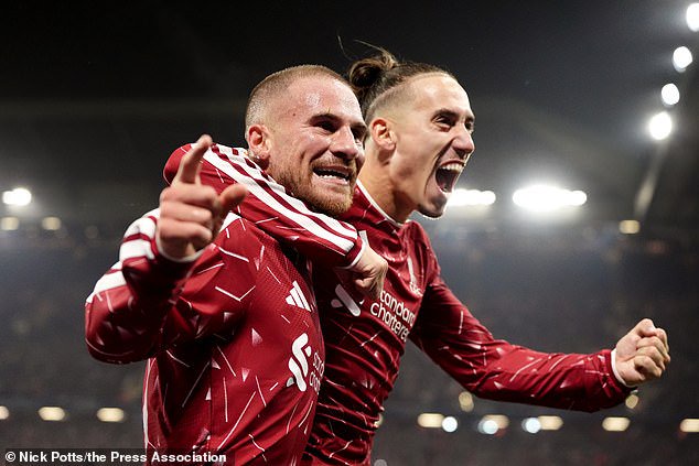 Alexis Mac Allister (left) has looked back to his best at Liverpool this season. The Argentine's two goals against Villarreal mean he is one goal off his tally for the entire 2025-26 campaign