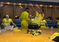 Sancho led the celebrations in the dressing room
