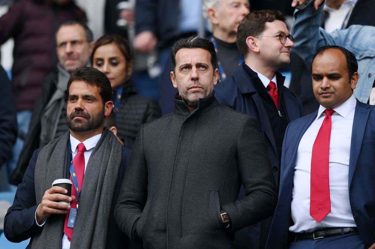 Edu during the Premier League match between Manchester City and Arsenal FC at Etihad Stadium.