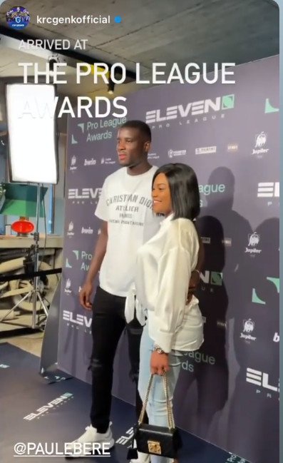 Paul Onuachu attnded the Pro League Awards with his wife Tracy Acheampong (Instagram/elevensportsbe)