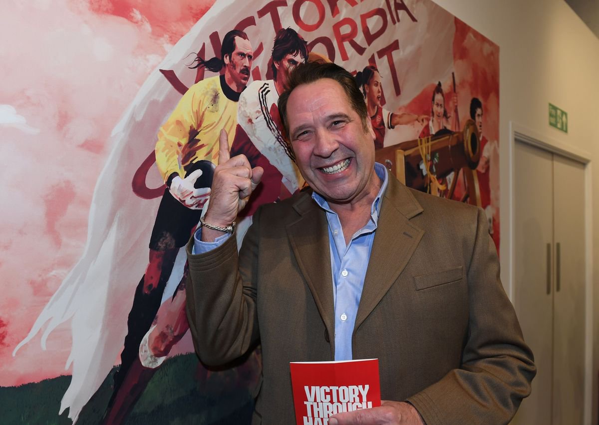Former Arsenal player David Seaman at the unveiling of the new Emirates stadium artwork at Candid Arts Gallery