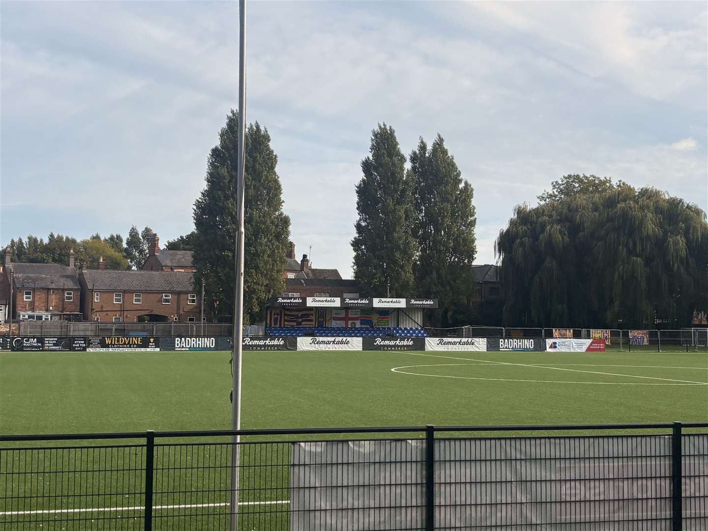 How Spalding's East Stand at the Sir Halley Stewart ground currently looks. The club wants to stretch the sesting area along the sideline. Photo: Iliffe Media