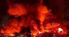 A huge inferno erupted at the Nova Poshta warehouse in Odesa