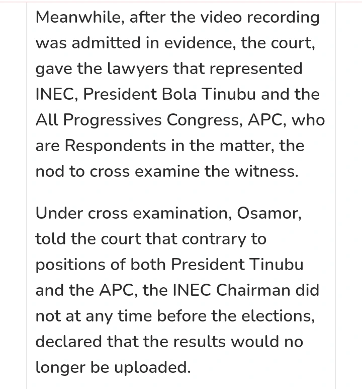 Tribunal: The Order Court Gives Inec &Amp; Tinubu'S Lawyers After Admitting Video Presented By Ait Presenter