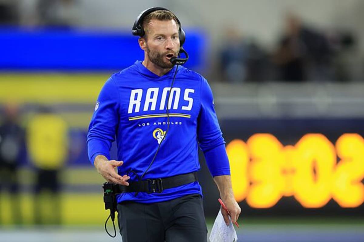 Head coach Sean McVay of the Los Angeles Rams looks on