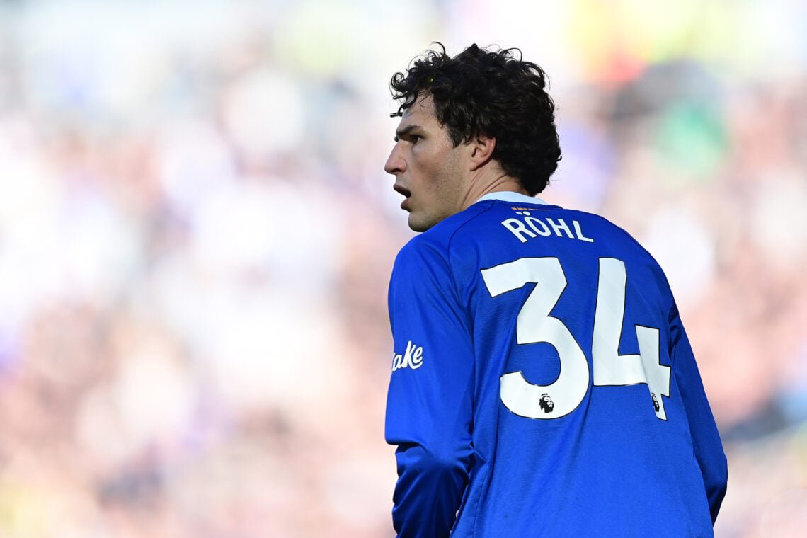 Merlin Rohl playing for Everton.