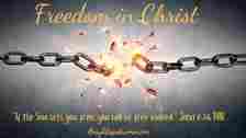 Freedom in Christ- exploding chain breaking into pieces on light grey background