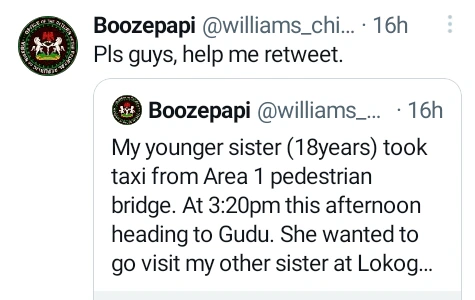 They don?t want to drop me - Disturbing last message of 18-year-old girl who reportedly went missing after boarding a taxi in Abuja