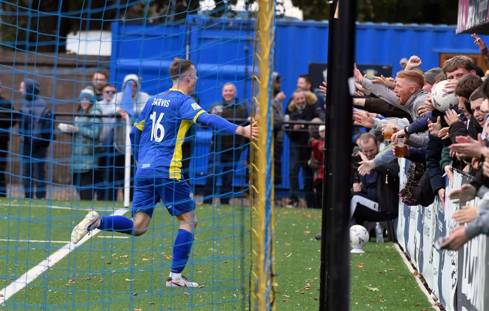 Dan Jarvis celebrates his second goal against Alvechurch on Saturday. Photo: Chris Lowndes