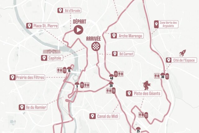 Le tracé du marathon des Géants 2026, à Toulouse. (© Harmonie Mutuelle Toulouse Run Experience)