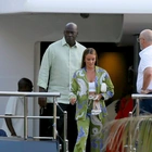 Michael Jordan holds hands with wife Yvette Prieto after departing his $115 million yacht in Barcelona