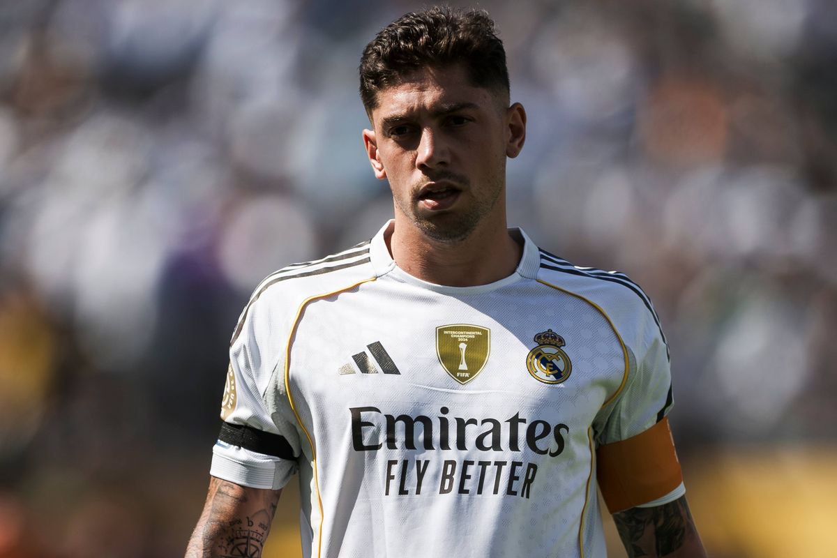 METLIFE STADIUM, EAST RUTHERFORD, NEW JERSEY, UNITED STATES - 2025/07/05: Federico Valverde of Real Madrid CF looks on during the FIFA Club World Cup quarter final football match between Real Madrid CF and Borussia Dortmund. Real Madrid CF won 3-2 over Borussia Dortmund. (Photo by Nicolò Campo/LightRocket via Getty Images)