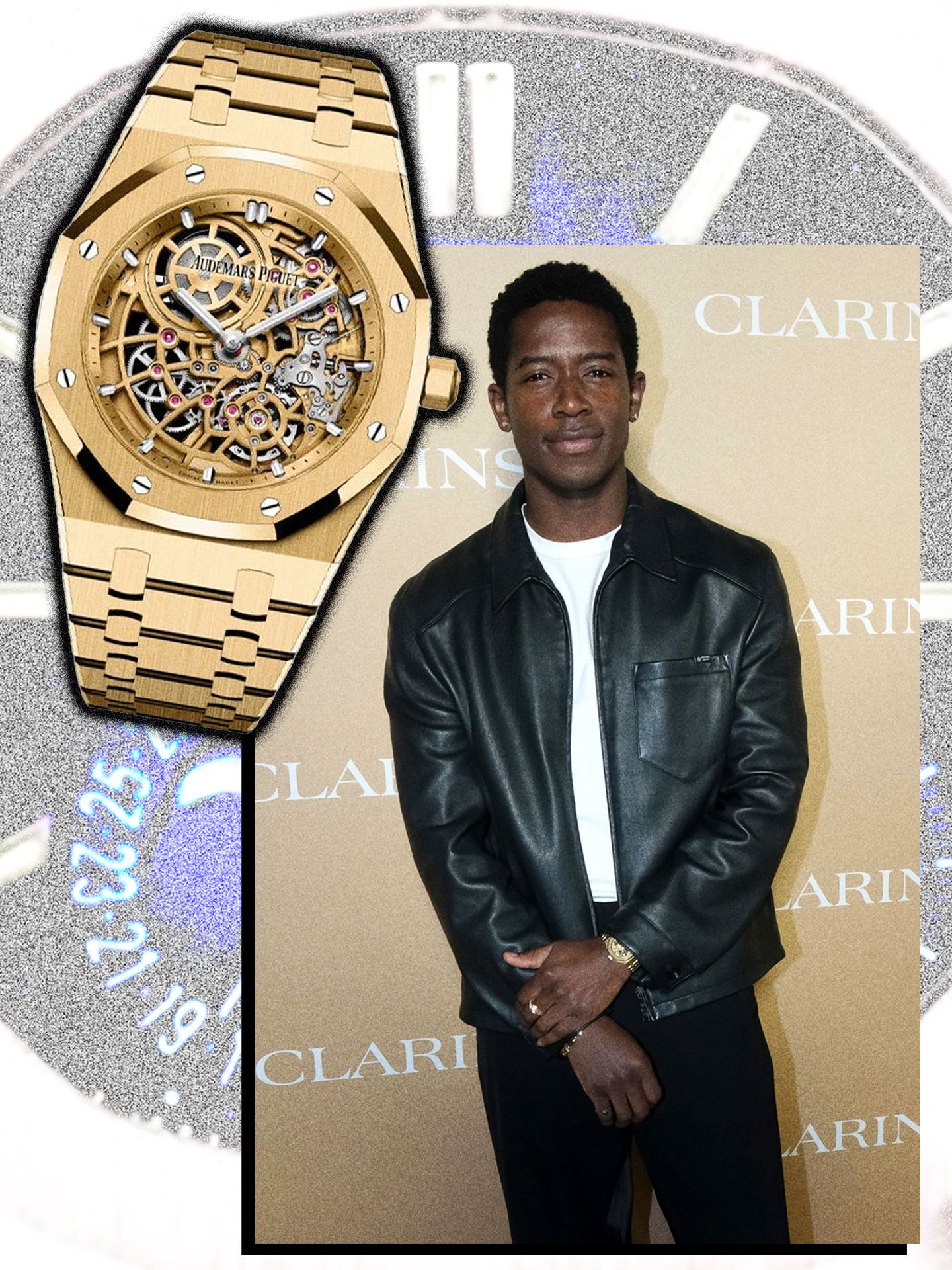 Image may contain Damson Idris Clothing Coat Jacket Wristwatch Arm Body Part Person Adult Face and Head