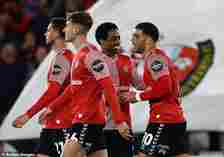 Che Adams (R) scored twice in the first half as Southampton romped to a comfortable victory over Preston