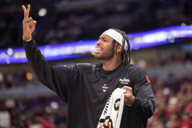 Bulls guard Buddy Hield complains about referee Justin Van Duyne's call during a game against the Wizards on Saturday, Oct. 24, 2026, at the United Center. (Arthur Maiorella/Chicago Tribune)