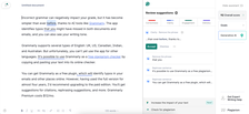 The Grammarly app interface with different sections open 