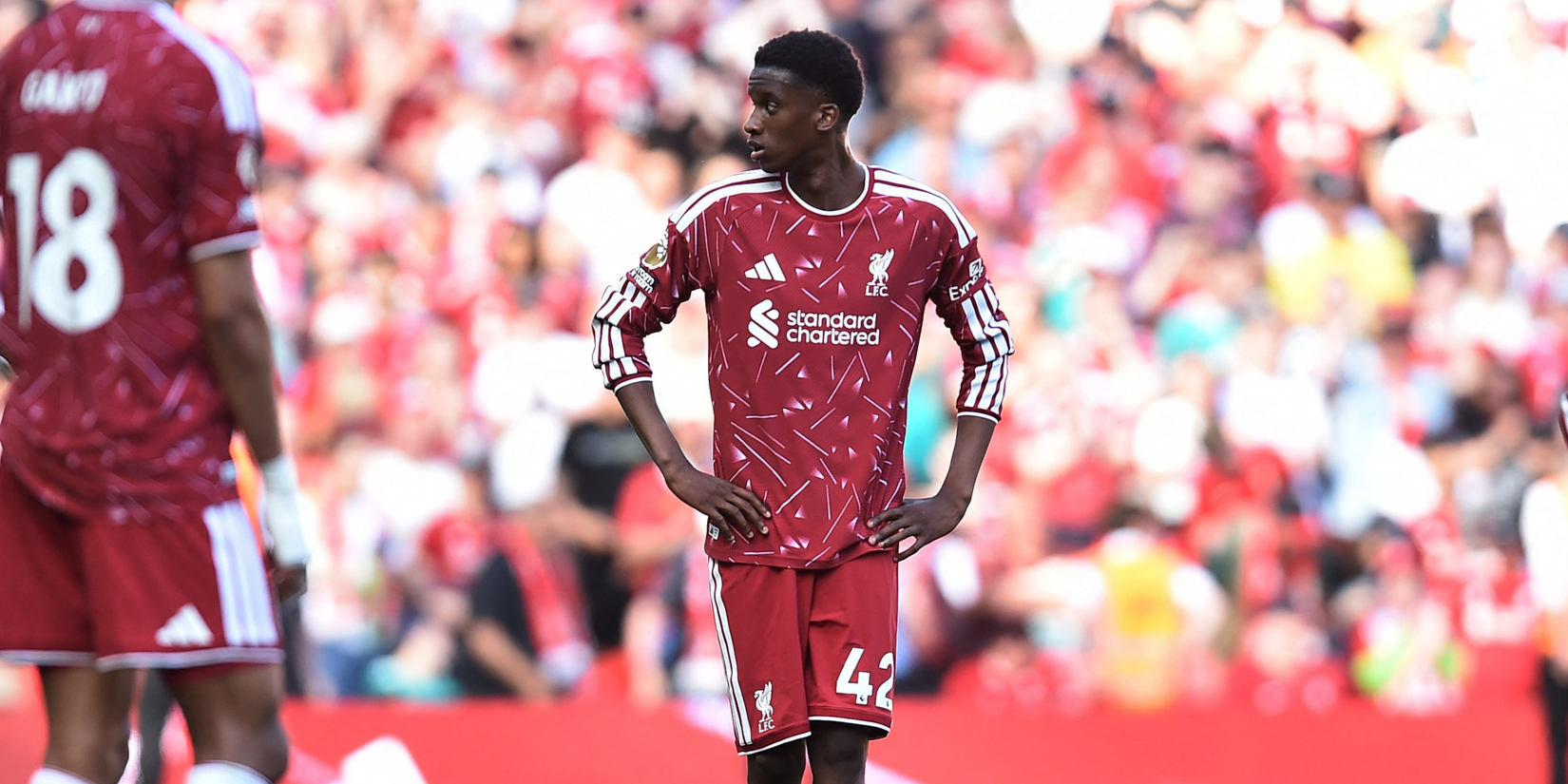 Liverpool's Trey Nyoni reacts after the match