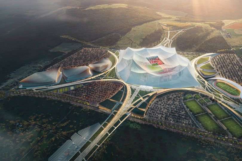 A digital rendering of the proposed Stade Hassan II stadium in Morocco