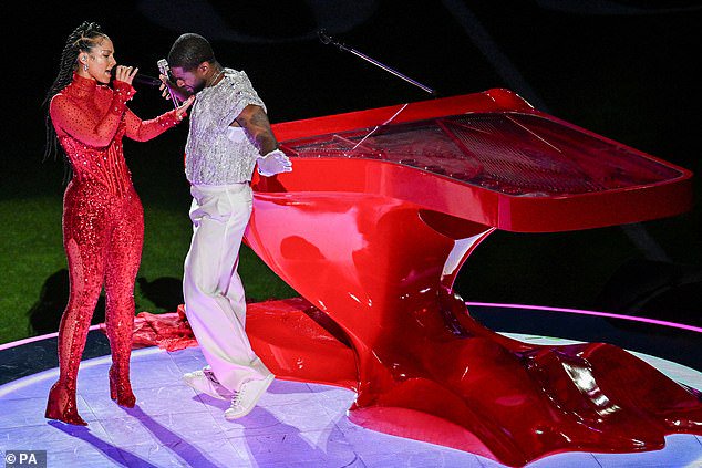 The day after the show, he joined many social media users raving about the show and shared a post on his Instagram. In his caption, he said there was no 'negative vibes' and heaped on the praise after watching Usher, 45, and Keys, 43, sing their 2004 smash hit My Boo, which he deemed 'a classic'