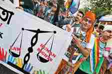 Settling For Nothing Less: Queer people at a Rainbow Pride Walk demand for equal legal, social and medical rights, Kolkata 2016 - Photo: Getty Images