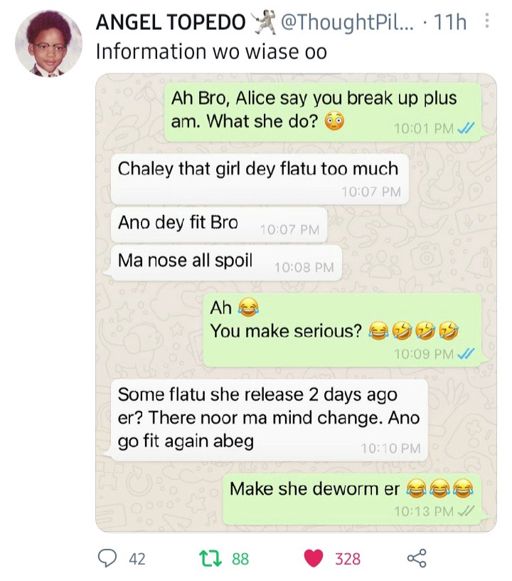 Man breaks up with his girlfriend for "Fårting" too much (screenshot)