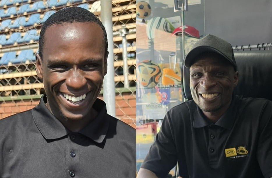 Mashudu Ndou and Rodney Ramagalela smiling at the camera wearing black t-shirts.