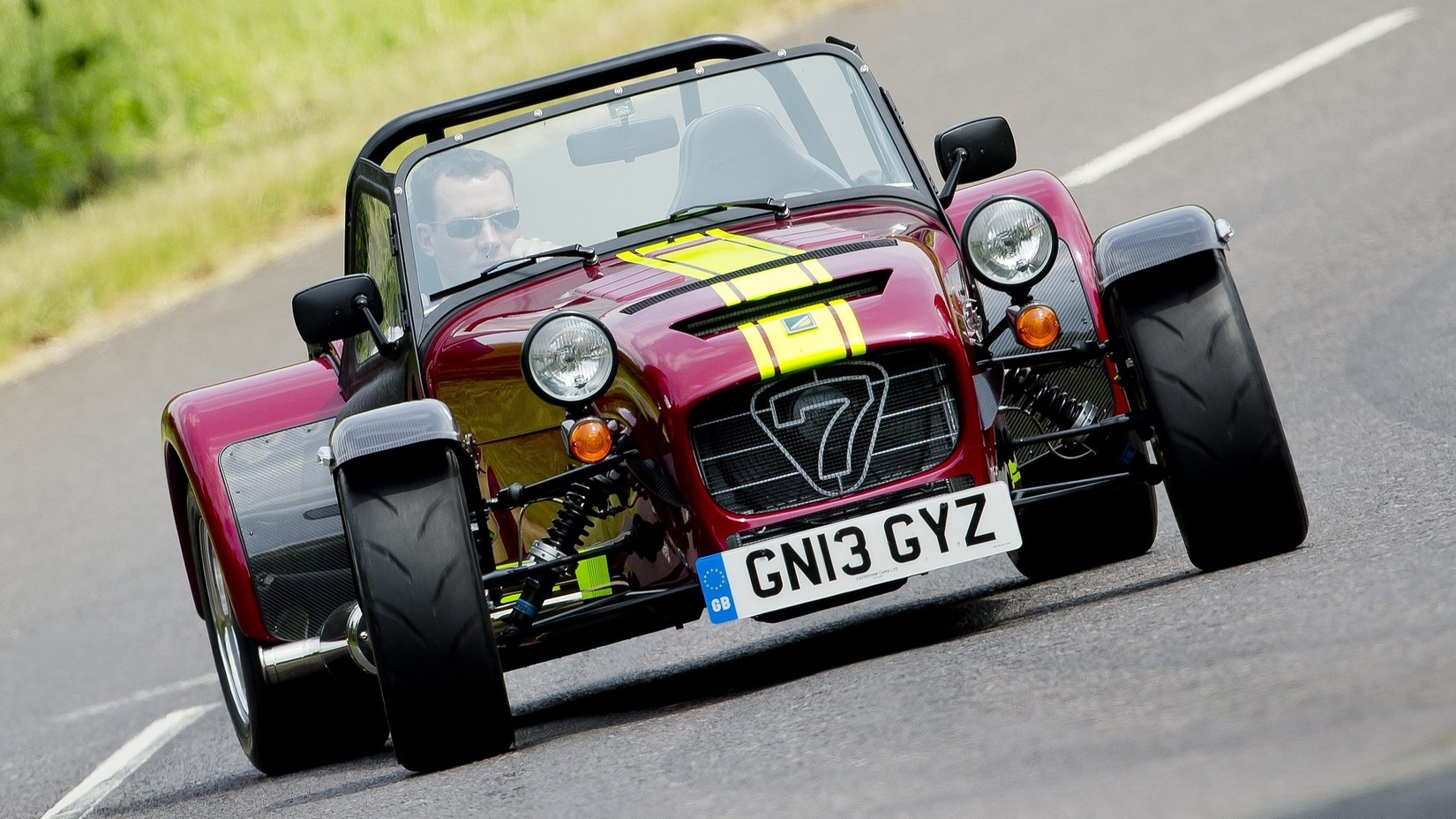 2013 Caterham 7 620 R Burgundy Front View Driving