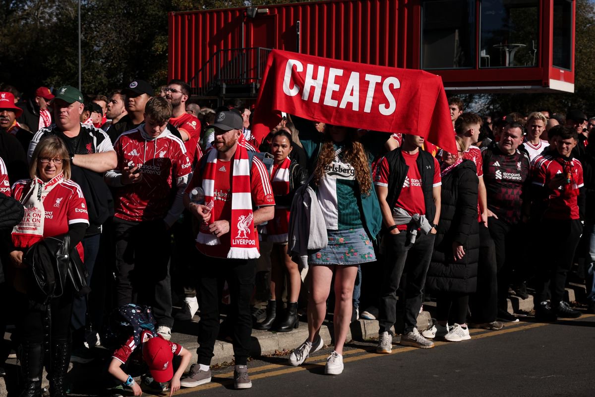 Liverpool fans protested against Manchester City during a recent home game