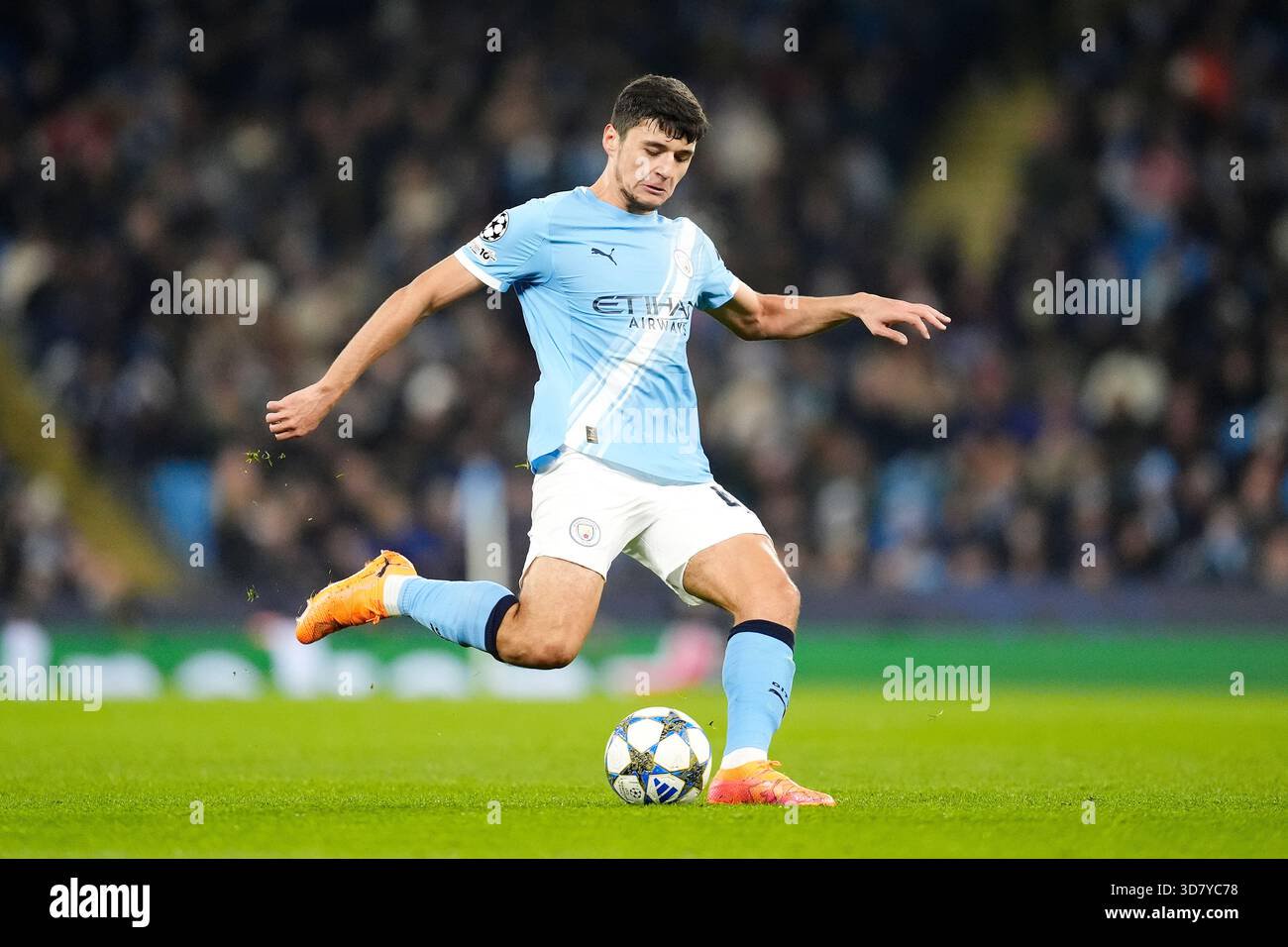 Manchester citys abdukodir khusanov during the uefa champions league league phase match at the etihad stadium manchester date