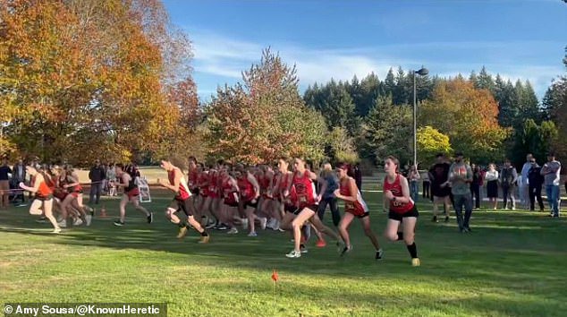 A dozen female high school cross country runners walked off during Tuesday's race