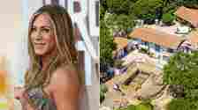 Jennifer Anniston and aerial photos of her demolished backyard
