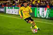 Jadon Sancho in action for Borussia Dortmund.