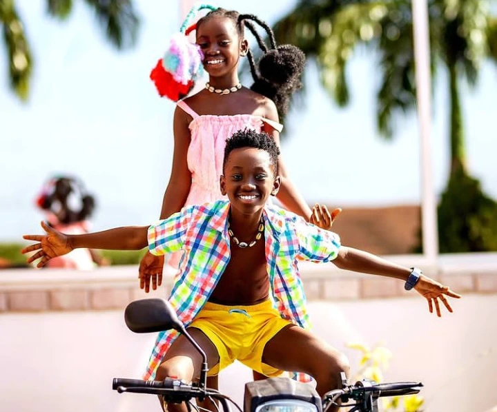 Beautiful photos of Okyeame Kwame's kids shows they have the best brother-sister goals