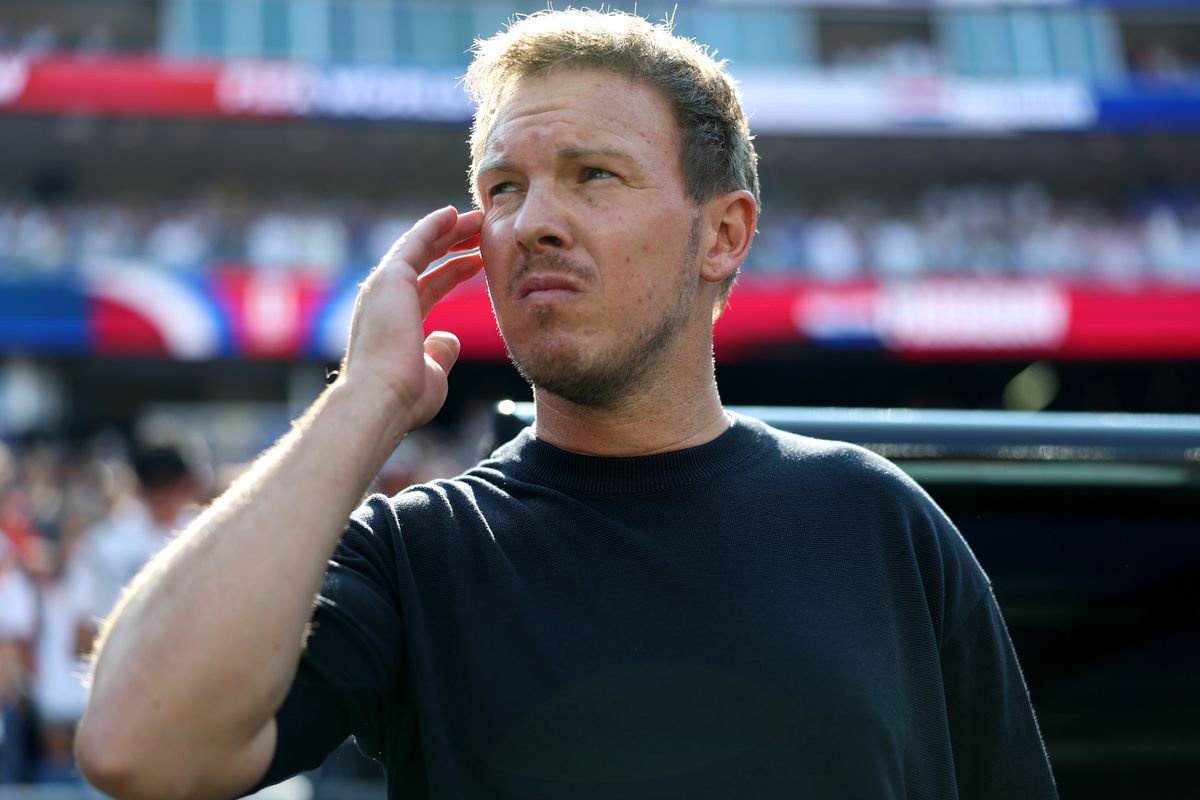  Julian Nagelsmann, Head Coach of Germany, reacts prior to the FIFA World Cup 2026 Round Of 32 match between Germany and Paraguay at Boston Stadium on June 29, 2026 in Foxborough, Massachusetts