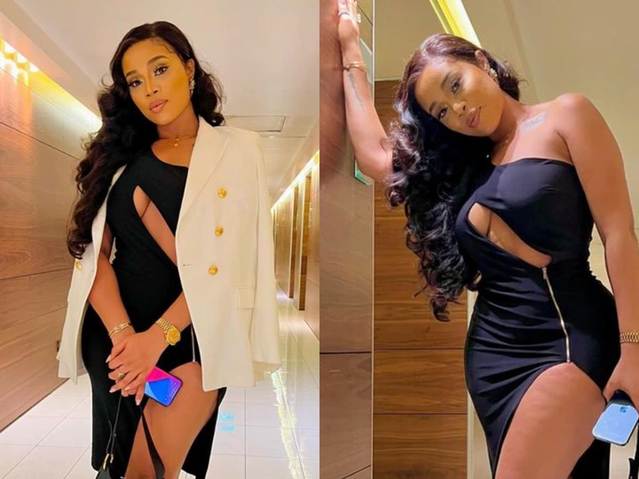 Reactions like a famous Nollywood star, Oney Alex showing off her beauty in a black outfit