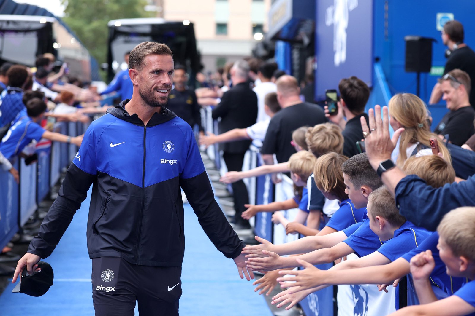 Jordan Henderson of Chelsea arrives at Stamford Bridge
