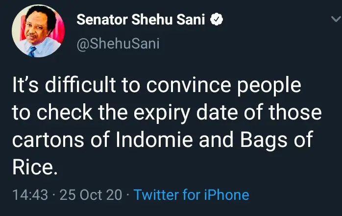 Sen Shehu Sani Advice to Palliative Looters