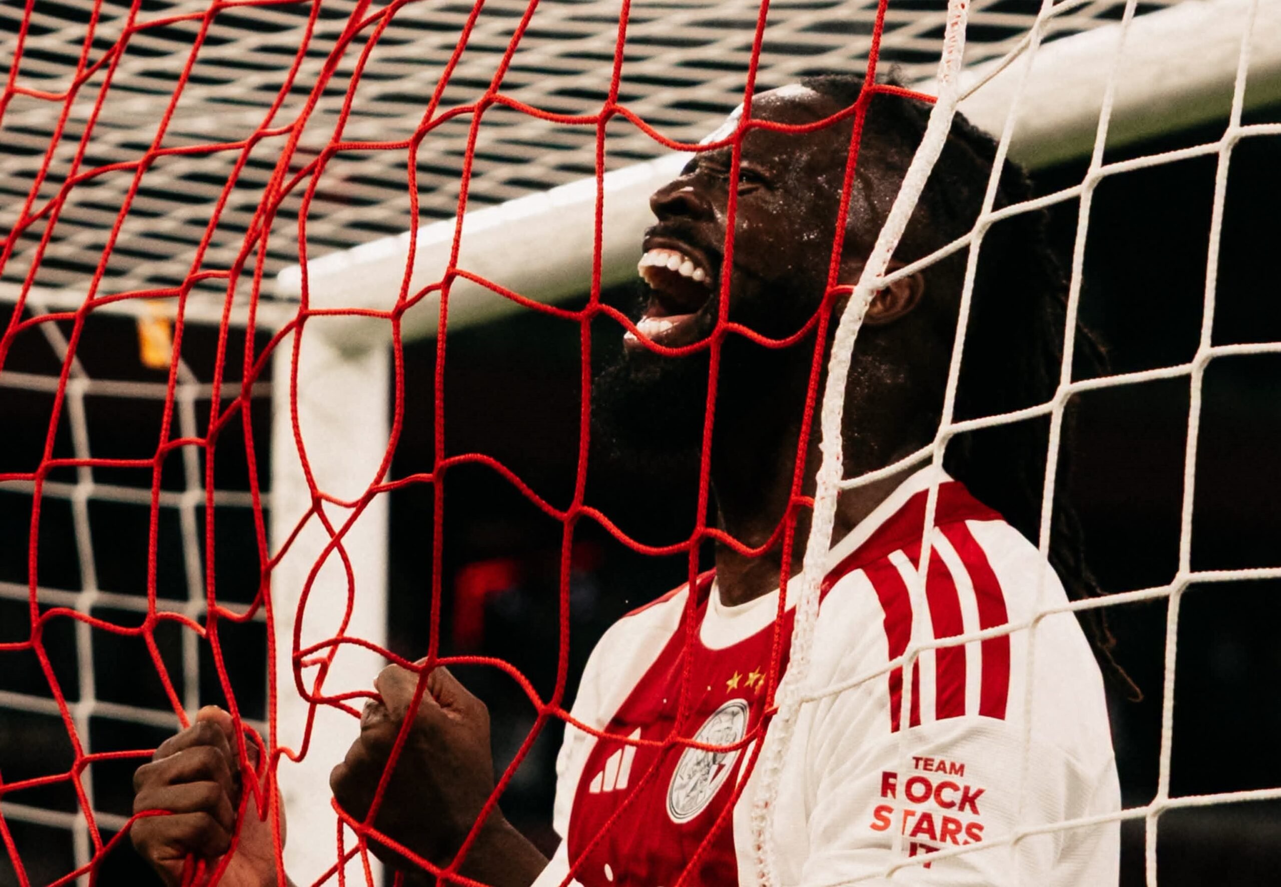 Arokodare celebrates in Rashidi Yekini style (Credit: Ajax AFC Facebook Page)