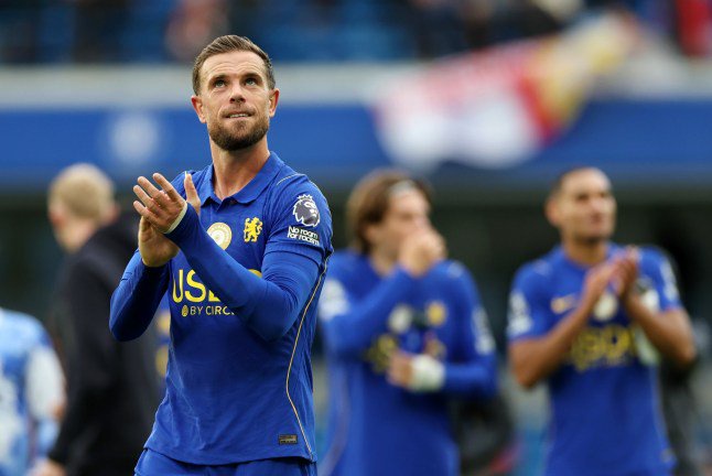 LONDON, ENGLAND - OCTOBER 10: Jordan Henderson of Chelsea applauds the fans after the team's victory in the Premier League 2026/27 match between Chelsea FC and AFC Bournemouth at Stamford Bridge on October 10, 2026 in London, England. (Photo by Darren Walsh/Chelsea FC via Getty Images)