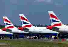 A fleet of British Airways planes