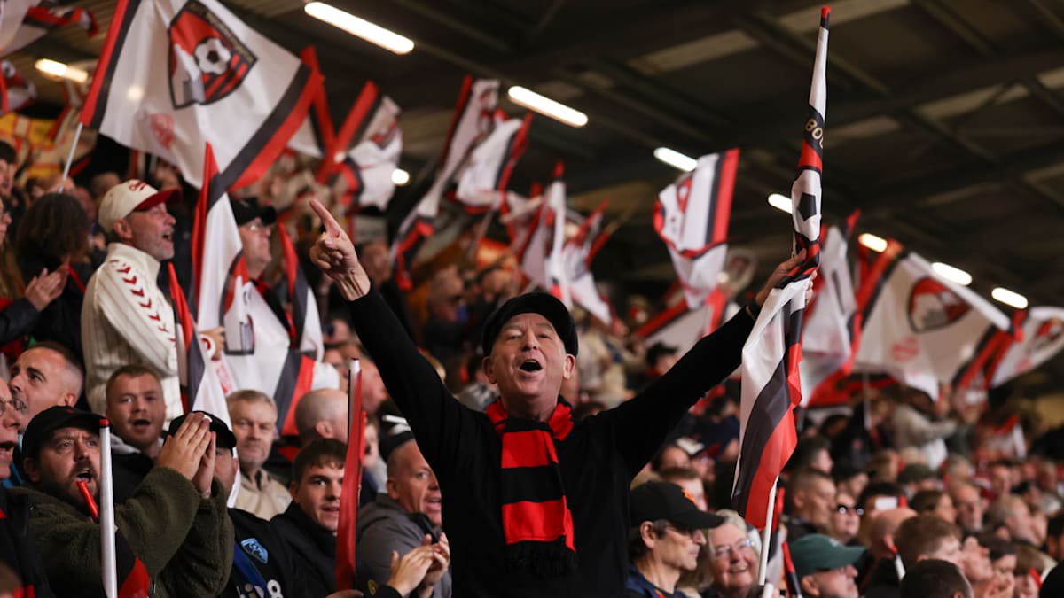Bournemouth fans celebrate during the Europa League game against Sturm Graz