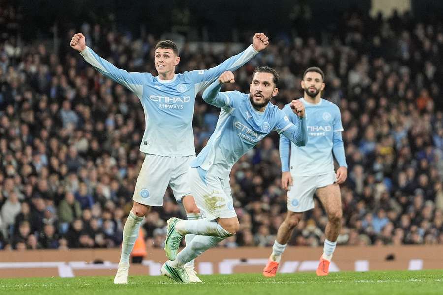 Manchester City players celebrate