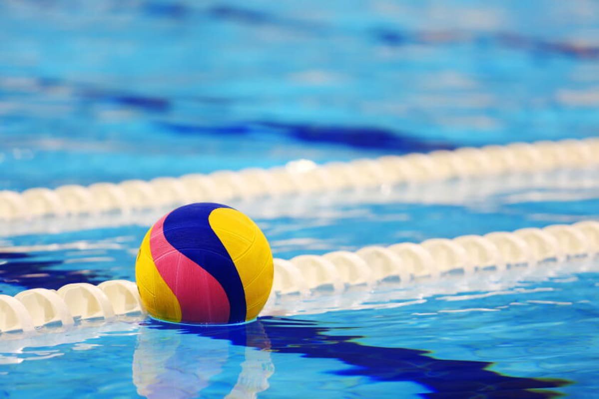 Water polo ball on water