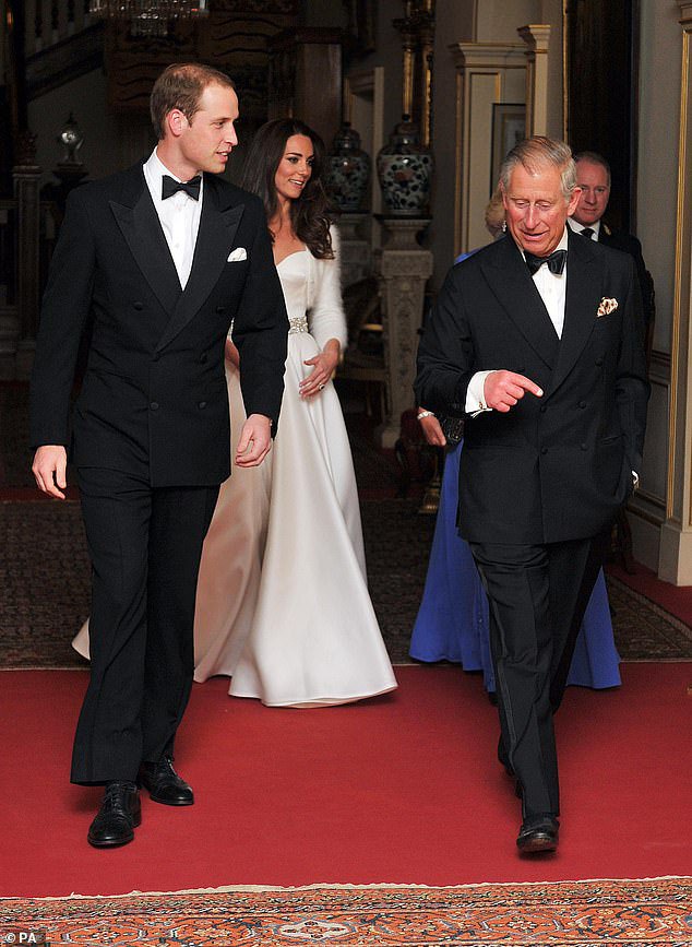 William and Kate's evening reception was hosted by the then Prince Charles