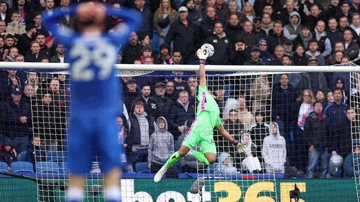 Brighton & Hove Albion's Diego Gomez's long range shot beats Crystal Palace's Walter Benitez 