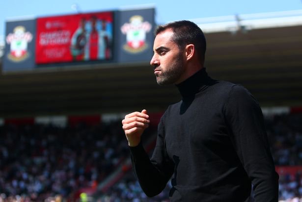 SOUTHAMPTON, ENGLAND - MAY 13: Ruben Selles, Manager of Southampton, looks on prior to the Premier League match between Southampton FC and Fulham FC at Friends Provident St. Mary's Stadium on May 13, 2023 in Southampton, England.