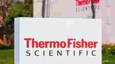 A Thermo Fisher Scientific sign out front of an office in Silicon Valley, California.